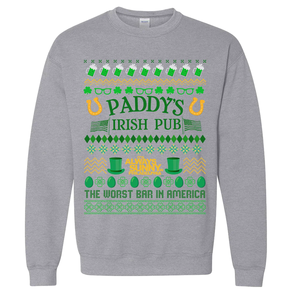 It's Always Sunny in Philadelphia Paddy's Pub St. Patrick's Day Fleece Crewneck Sweatshirt - Image 3