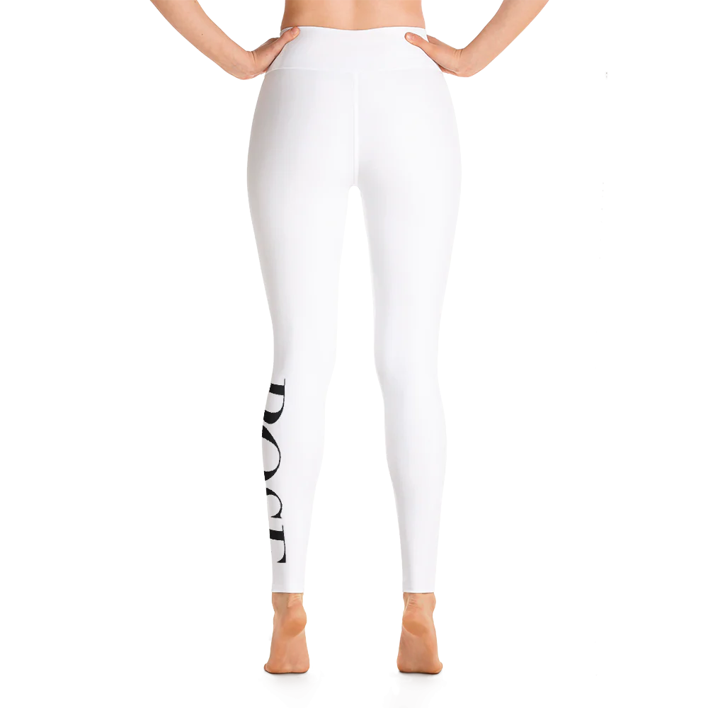 POSE Black & White Logo Women's All-Over Print Yoga Leggings - Image 7