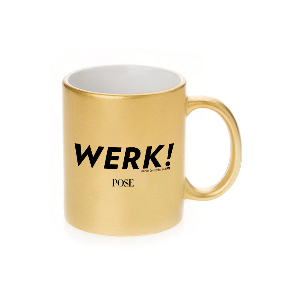 POSE Black & White WERK! 11 oz Gold Metallic Mug - Image 3